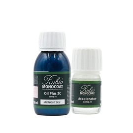 Rubio Monocoat Wood Stain & Finish 65 ft² - Midnight Sky | Oil Plus 2C | Quick-Dry, Eco-Friendly Linseed Wood Oil for Indoor Use, Includes Accelerator (Part B) | Protector | 130 ml
