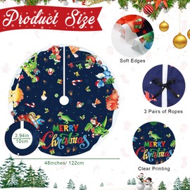 Blosssound Christmas Tree Skirt 36" Cute Dinosaurs Theme Christmas Tree Skirt Xmas Blue Santa Round Tree Mat Christmas Tree Ornaments Decor for Xmas Holiday Birthday Baby Shower Winter Party Supplies