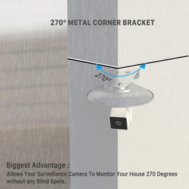Wall Mount for Wyze Cam Pan V3, Aluminum Silver, 270° Monitoring Area, Weather Shield Cover