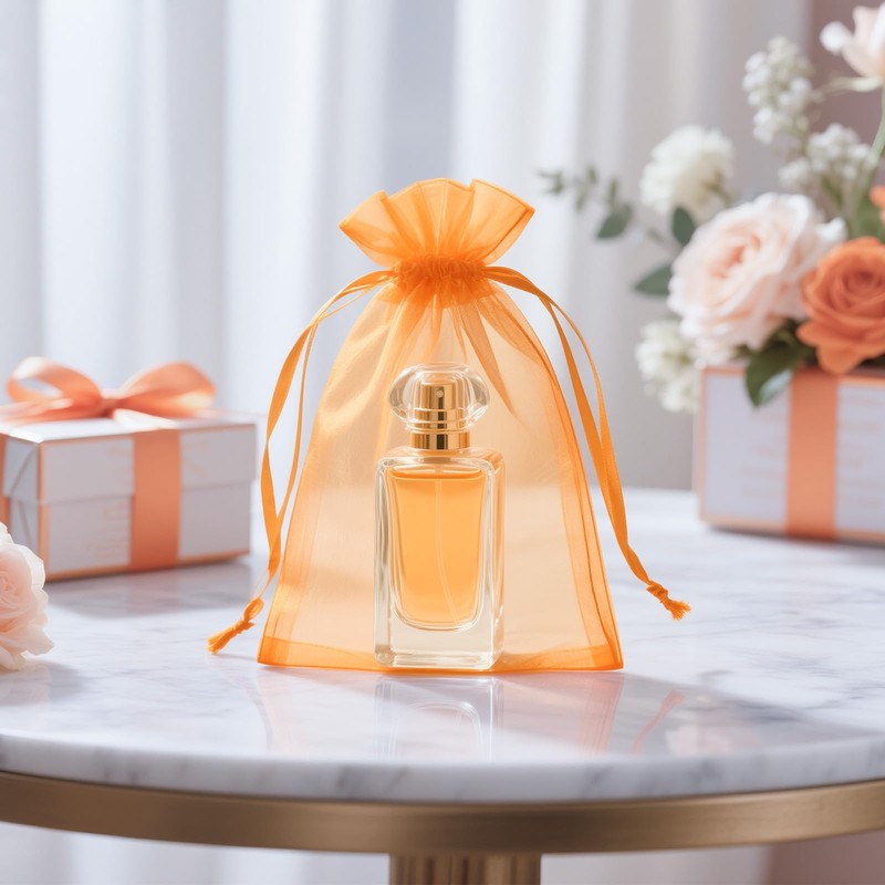 jijAcraft Orange Organza Gift Pouches: 10x15cm Organza Bags, 50Pcs