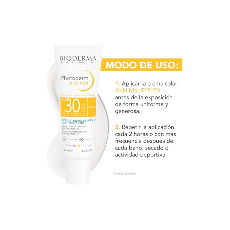 BIODERMA, Protector Solar, Photoderm Akn Mat, FPS30+, Alto Poder de