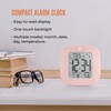 MARATHON Compact Alarm Clock with Temperature & Date, Pink -
