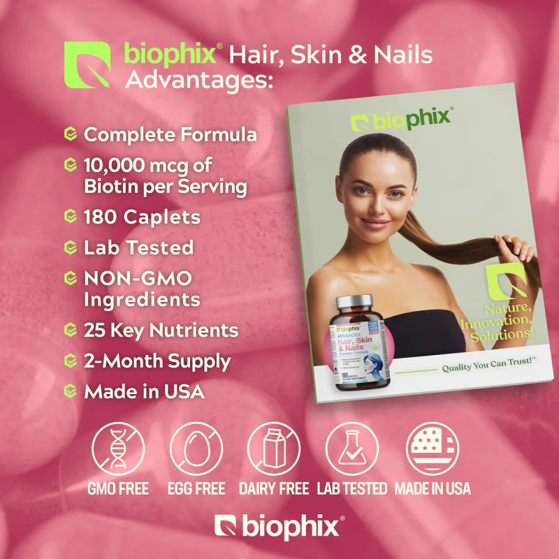 Biophix Biotina 10000 Mcg Cabello Piel Uñas 180 Cápsulas