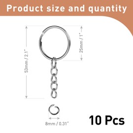 FOMGIIN Keychain Ring Set, 10pcs Splits Key Hoops (25mm) with Chain + 10pcs Jumper Rings, Sliver Metal Keyring Chains Keyrings for DIY Tassels Art Resin Jewellery Making Craft Attachment (10 Sets)