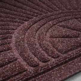 Consolidated Plastics Majestic Half Oval/Moon Entrance Floor Mat with Non-Slip Rubber Backing, Absorbs Water, Heavy Duty Entryway Carpet Rug Commercial Grade (35" x 22", Maroon)