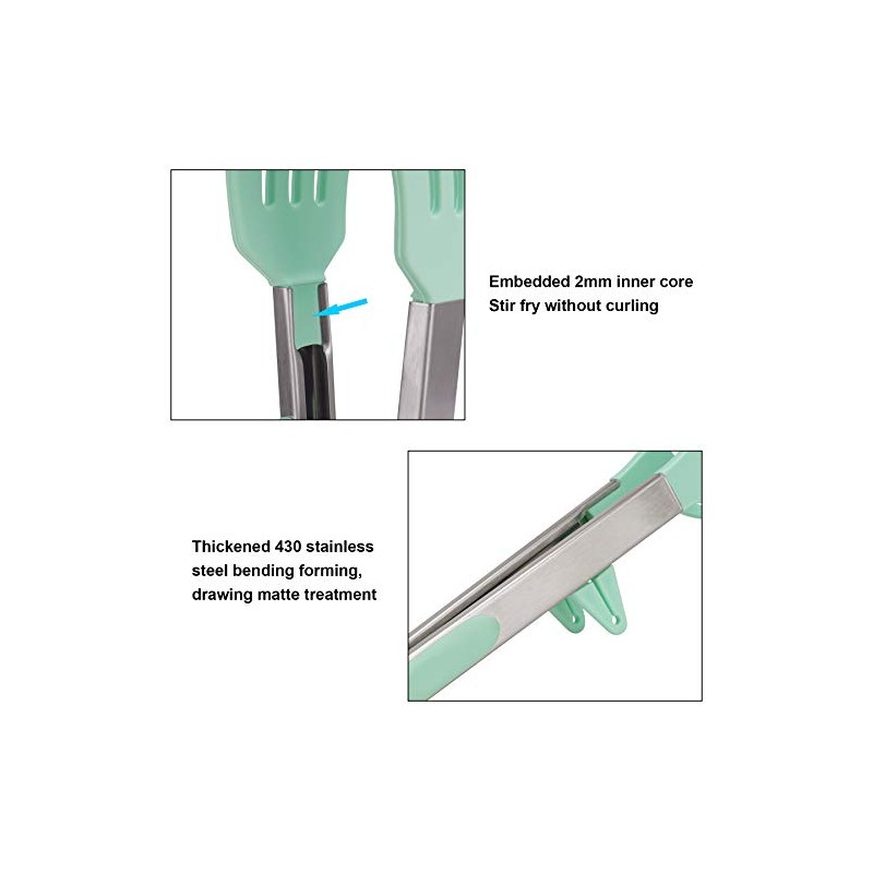 4-in-1 Stainless Steel Kitchen Tongs Set with Silicone Tips