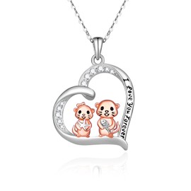 Otter Neckalces for Women Heart Animal Otter Pendant Jewelry Gifts Birthday Christmas Gift for Women Girlfriend Wife Mother Daughter (Rose Gold)