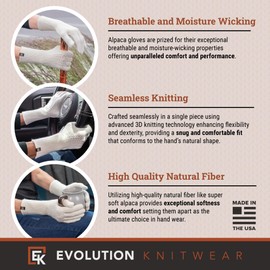 Evolution Knitwear Alpaca Mesh Knit Gloves - Super Soft Baby Alpaca - Made in the USA - Small - Natural