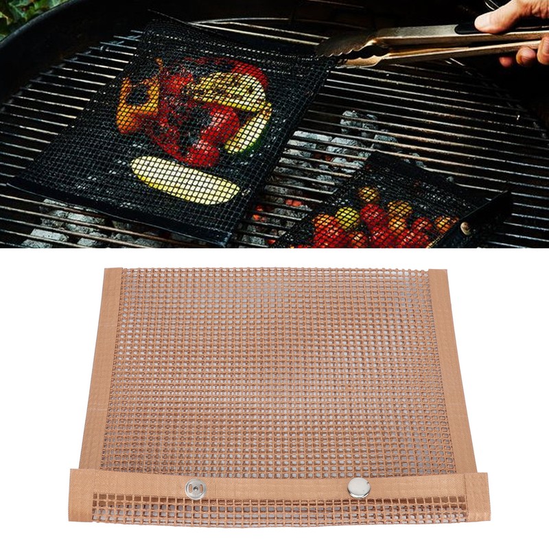 Grilling Pouches Fiberglass Mesh Non Stick High Temperature Resistant BBQ