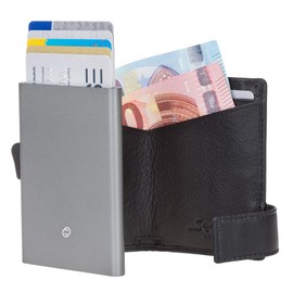 Secwal Leather Wallet Smart Mini Aluminium RFID Protection + Key Case, Black (Rv Sw1 01), Credit card sleeve
