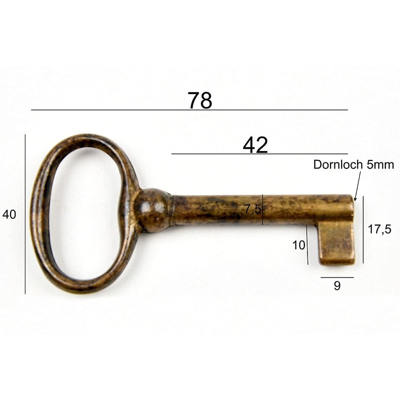 Patina 3000/42.01 Antique Style Furniture Bronzed Replacement Key Blank Brass