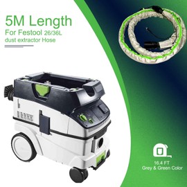 5m Dust Extractor Hose Sleeve Fits For Festool Vacuum D27/32 mm Cover - Grey & Green Color - Only Sleeve. (Without Wire and Hose)