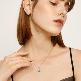 LONAGO Horse Necklace 925 Sterling Silver Horse with Birthstone Pendant Necklace for Women, Sterling Silver, Cubic Zirconia