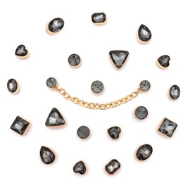 Arugaga Bling Shoe Charms for Girls, Luxury Chain and Cute Jewelry Decoration Accessories for Women Party Birthday Gifts (Black 01)