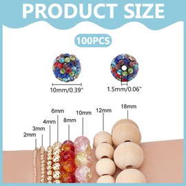 PH PandaHall 10mm Rhinestone Beads 100pcs Pave Disco Ball Clay Beads Polymer Clay Rhinestone Beads Black Colorful Round Crystal Beads for Bracelet Necklace Earring Jewelry Making and DIY Decoration