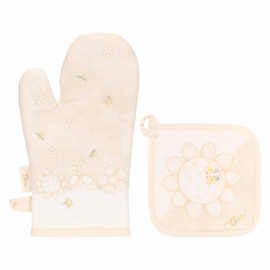 THUN Set of pot holders and pot holders, 100% cotton, Elengance collection, pot holders 17 x 17; glove 18 x 30 cm