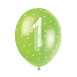Assorted Color Number 1 Latex Balloons (30cm) Pack of 5 - Perfect for Birthdays & Special Occasions