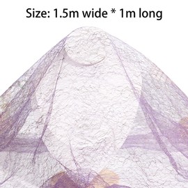 1.5M*1M Metallic Glitter Mesh Roll,Purple Glitter Tulle Fabric Roll, Web Glitter Decorative Tulle Roll,Netting Fabric for DIY Crafts Gift Wrapping