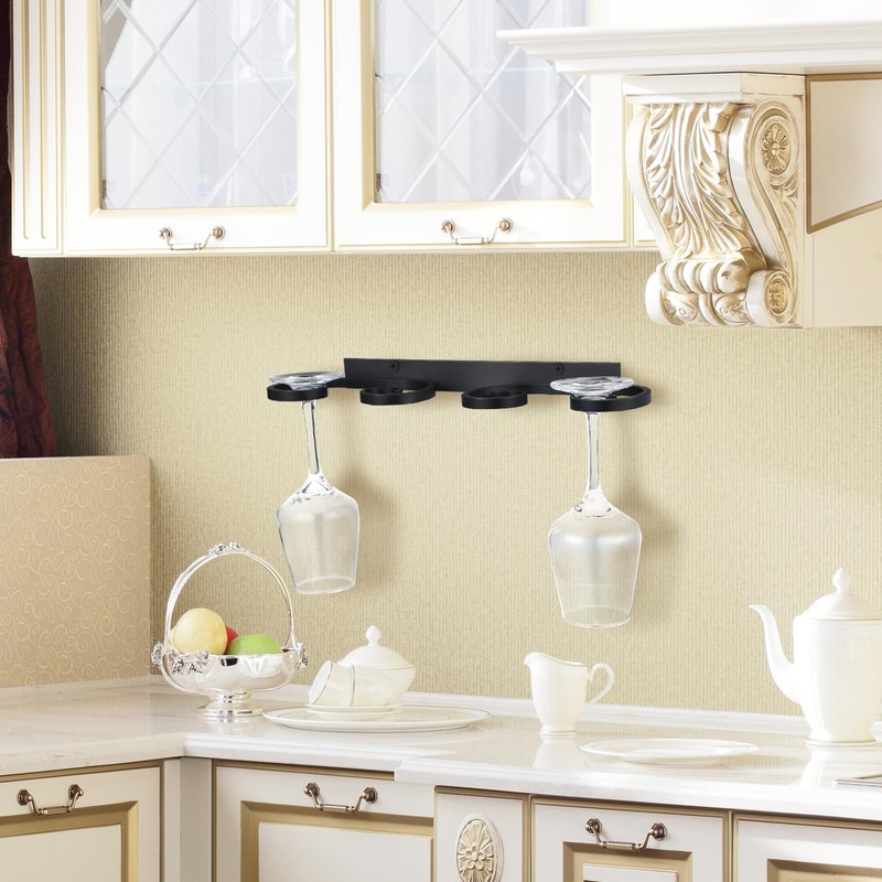 Wenqik Wall Mounted Wine Glass Rack Stemware Wine Glasses Holder