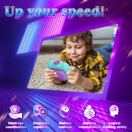 AOTIBO Fast Push Machine Light Up Fidget Toys for Kids Adults, Handheld Game for Kids 3-12, Quick Push Bubble Stress Toy, Sensory Toys Travel Games, Xmas Birthday Gifts for Boys Girls (Blue - Purple)