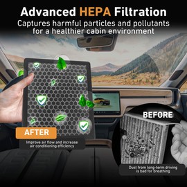 Cabin Air Filter Replacement HEPA with Activated Carbon - Compatible with Rivian R1T & R1S Gen1 & Gen2 Vehicles 2022 2023 2024 2025 2026