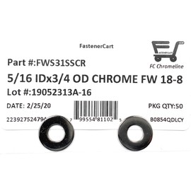 5/16 Chrome Stainless Steel Flat Washer 18-8 Flat Washer 3/4 OD (50 Pieces)