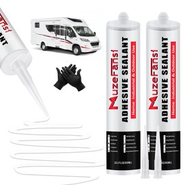 MuzeFansi RV Roof Sealant, 2 Packs Non-Leveling Lap Sealant for RV Roofs - Non-Sag Silicone Caulk Waterproof Flexible Sealants for Campers Exterior Repairs, Trailers, Windows, Vents, White