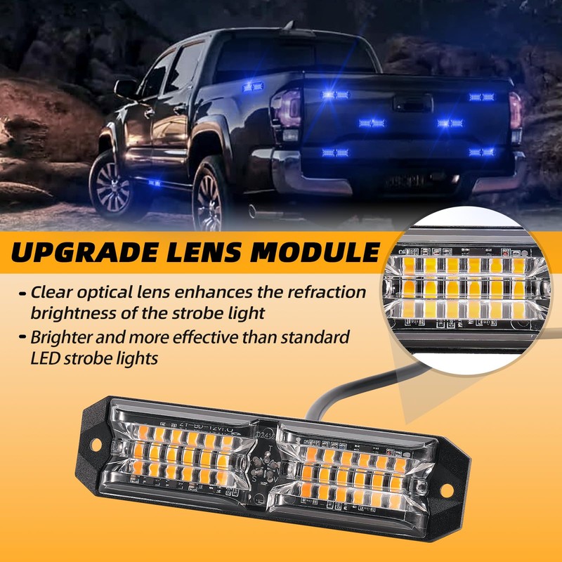 ELECHOI 8pcs 12-LED Emergency Strobe Light Ultra Slim Grille Flashing