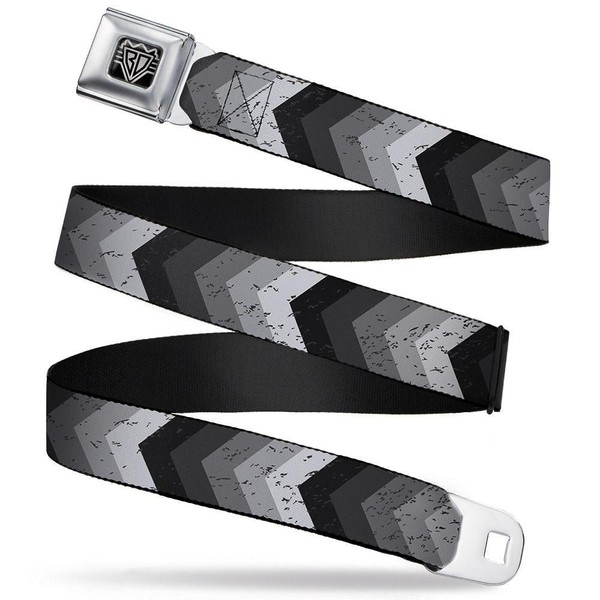 Buckle-Down Buckle-Down Seatbelt Belt Chevron XL Accessory, Chevron Weathered Black/Grays,