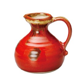 Mino Ware Tokuri Commercial Use, Made in Japan, 3.9 x 4.1 inches (10 x 10.5 cm), 350 cc, 1.5 oz (1.5 mm) with Red Hands, 364-06-315