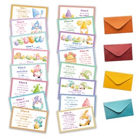 Dskly Easter Scavenger Hunt, Easter Gnomes Treasure Hunt Clues Cards with Envelopes, Easter Games for Adults, Easter Egg Hunt Supplies, Easter Party Decorations Spring Activities -01