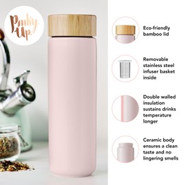 Pinky Up Tatyana Tea Infuser Mug - Ceramic Tea Mug with Infuser and Lid - Bamboo, Stainless Steel, Ceramic 12oz Lavender Set of 1