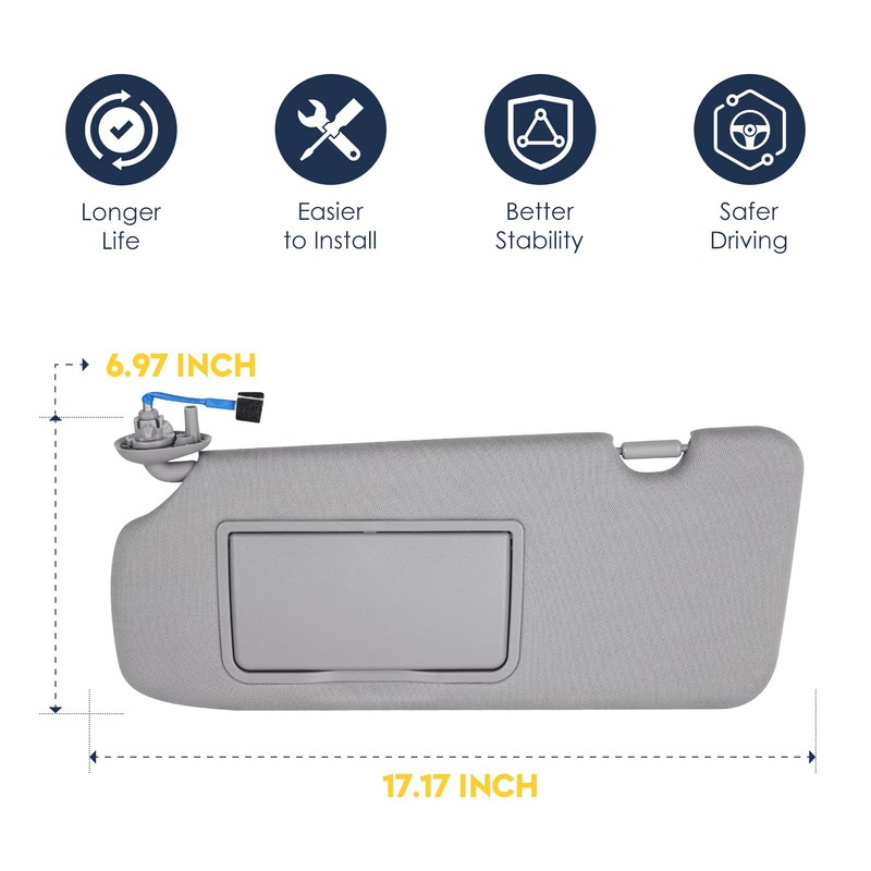 Left Driver Side Sun Visor with Light Fit for Honda