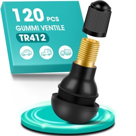TR412 Tyre Valve, Pack of 120 Rubber Valves, Universal Car Valve, Snap-in Rubber Valves, Car Tyre Valve, Rubber Valve Tyres for Motorcycles, Most Cars