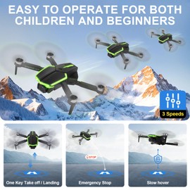 Drone with 1080P Camera for Beginners and Adults,One-Key Takeoff/Landing, Altitude Hold, 3D Flips,Gestures Selfie, with Propeller Guards, Foldable Remote Control Quadcopter drones, Best gift for kids (Blue Two batteries)