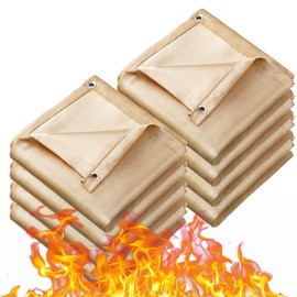 Wesnoy 8 Pack Fiberglass Fireproof Welding Blanket Bulk 4 x 6 ft 800 GSM Heavy Duty Flame Resistant Blanket Fire Retardant Blanket Weld Insulation Cover with Grommet for Welder Smokers