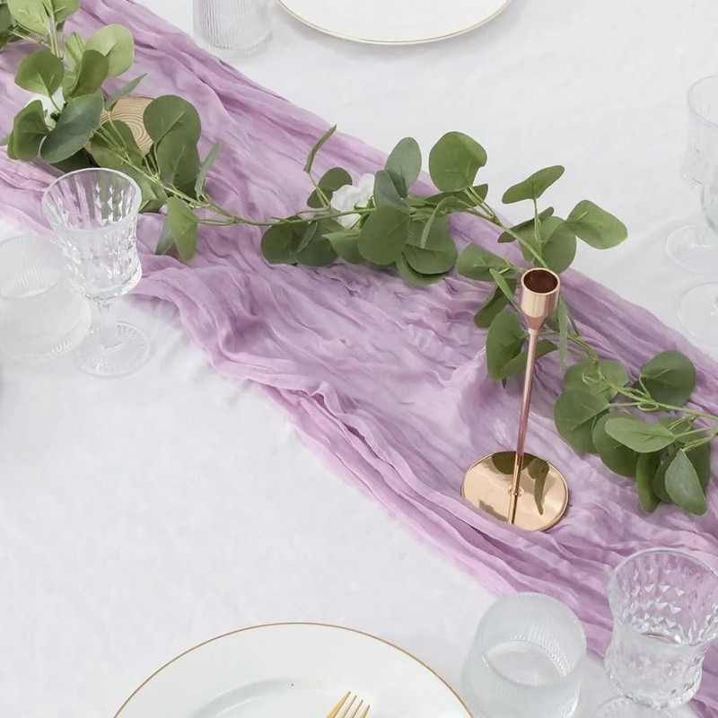 Cheesecloth Table Runner Purple, Boho Gauze Table Decor for Wedding