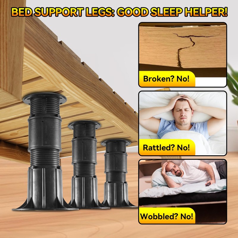 ALYCLIP Adjustable Height Bed Support Legs, Set of 2 Bed