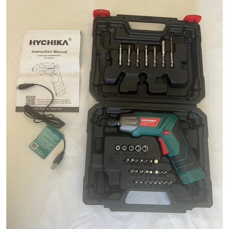 Hychika Cordless Screwdriver HYCHIKA 4V 2.0Ah Rechargeable Screw Gun w/