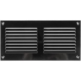 Vent Systems 20x10cm Air Vent Covers - Black - Metal Air Return Grille with Built in Pest Protection Screen