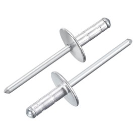 sourcing map 50Pcs 3/16"x1/2" Aluminum Blind Rivets, Large Head Multi Grip Aluminum Steel Mandrel Rivets Fasteners for Metal, Furniture, Automotive, Silver