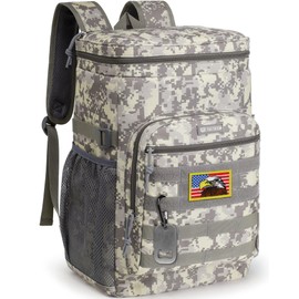 TACTICISM Backpack Cooler 38 Cans Tactical Lunch Backpack for Men Work - Molle Soft Cooler Backpack Insulated Waterproof Leak Proof - Camping Beach Kayaking Hiking Fishing Accessories - ACU Camo