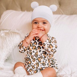 DRESHOW 4 Pieces Unisex Hat Boy Hat Spring Hat Toddler Reversible Jersey Slouch Beanie Clothing Unisex Infant Hat Nursery Hat, 4 Pack Bear Ears: Set-29, 6-24 months