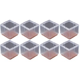 ASK Chair Leg Covers Set of 8, Square 1.2 - 1.4 x 1.2 - 1.4 inches (30 - 35 x 30 - 35 mm), Clear, Transparent Felt Chair Leg Cap, Guard, Noise, Trouble Prevention, Floor Scratch Prevention (Square 1.2 - 1.4 x 1.2 - 1.4 inches (30 - 35 mm)