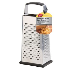 Tablecraft Stainless Steel Cheese Grater, Professional Handheld 4 Sided Kitchen Shredder Peeler Shaver Box, Best for Parmesan Cheese, Vegetables, Spices, Herbs, Handle with Non-Slip Base, Large 9"