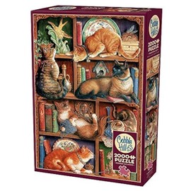 Cobblehill 50710 2000 pc Feline Bookcase Puzzle, Various