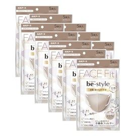 Hakugen Earth be-style 3D Type Regular Size Mask for Women, Milk Tea Beige, 5 Masks x 10 Packs