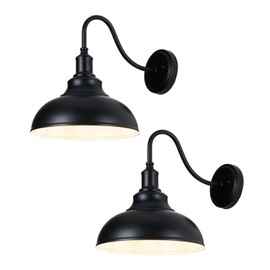 ALAISLYC 2 Pack Outdoor Wall Lights 12 inch Exterior Barn Wall Sconce Fixture Wall Mount Lantern Waterproof Black Wall Lamps Lumiere Outside Porch Lights House Garage Doorway Patio Front Door Entryway