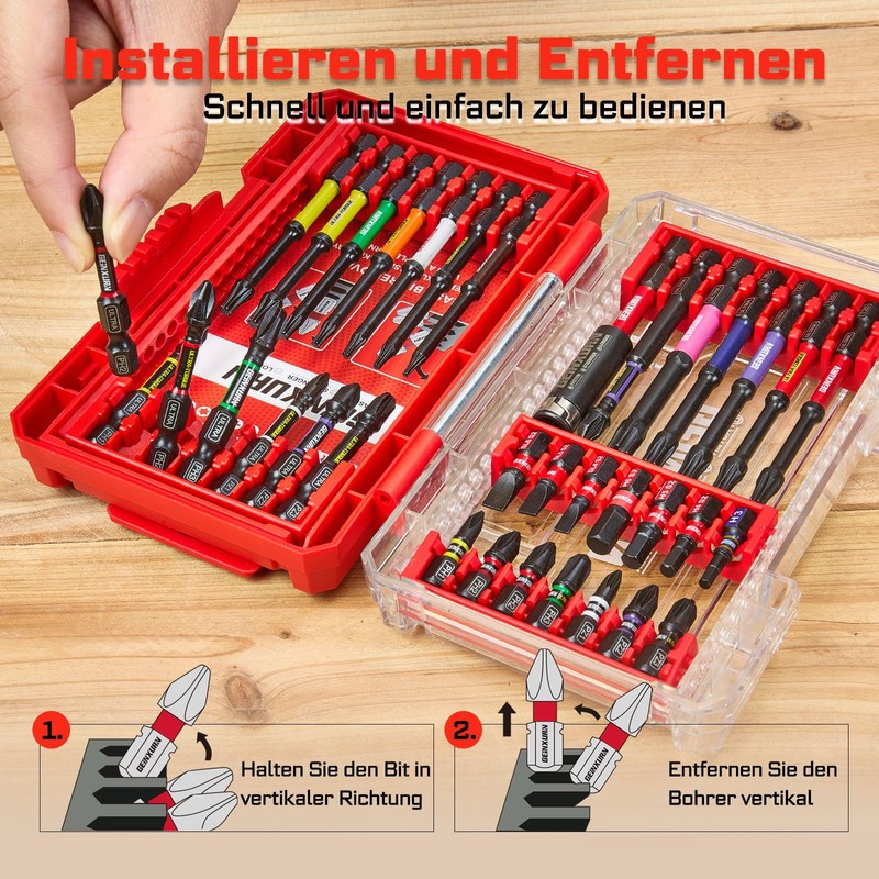 GEINXURN 35-Piece Impact Resistant Screwdriver Bit Set, S2 Steel Magnetic
