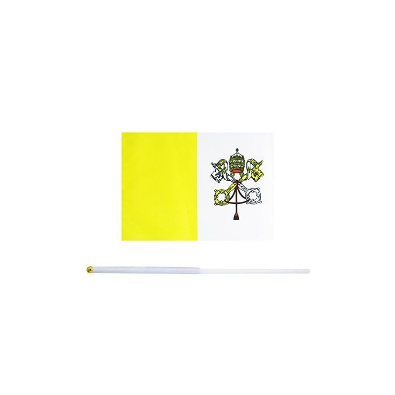 10 Pack Vatican Flags on Stick 5x8 Inch,Patriotic Decorations,Classroom Decor,Small